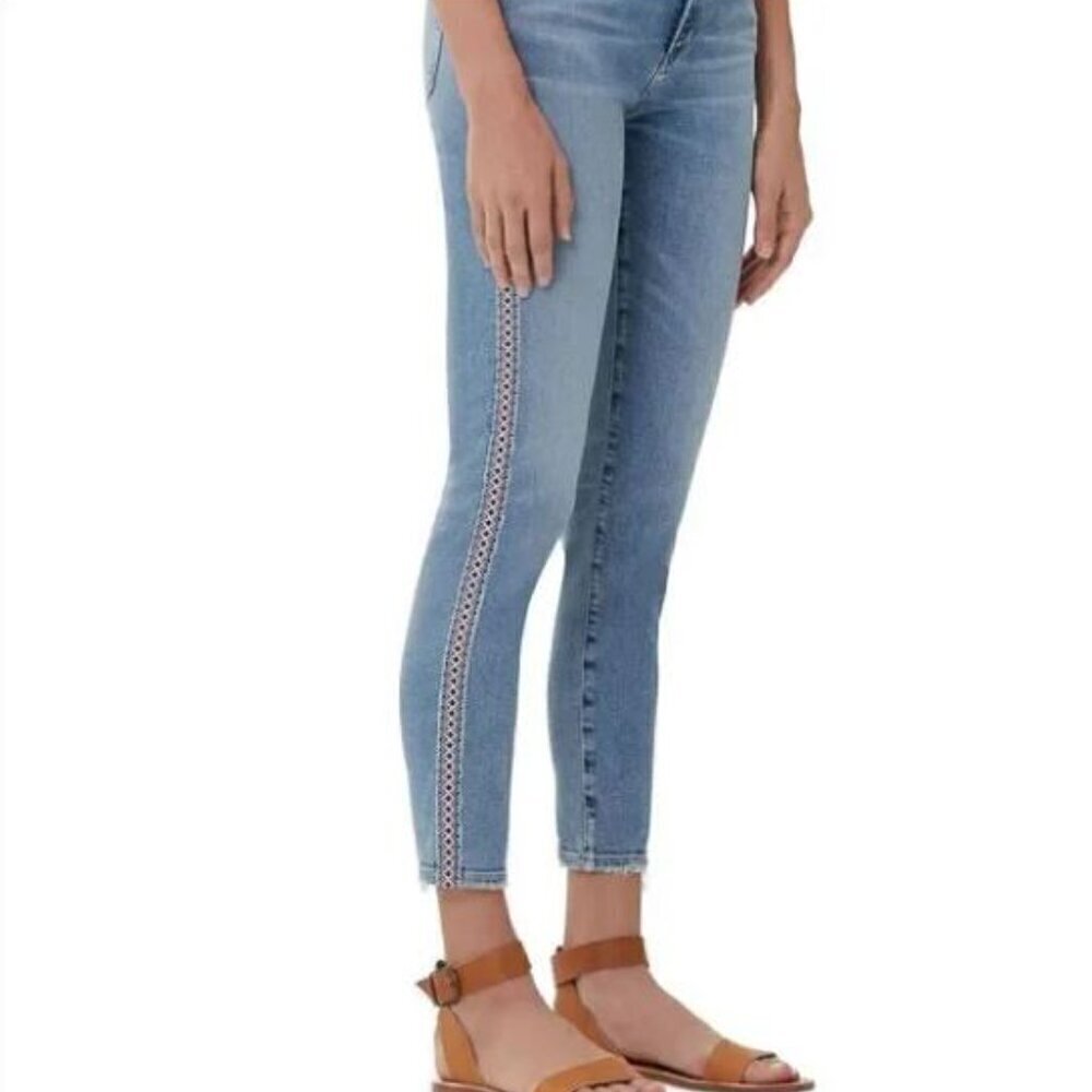 Citizens of Humanity Rocket Crop High Rise Skinny Chico Stripe Jeans Size 27